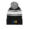 Thumbnail image for  Black/White Two Tone Knit Pom Beanie w/Cuff