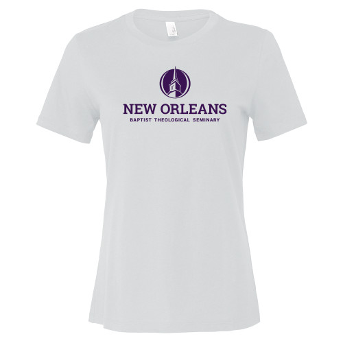  Bella + Canvas Womens White Relaxed Cotton T Shirt - NOBTS Primary Mark Stacked
