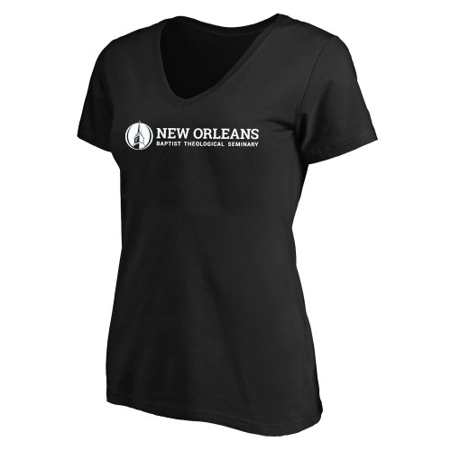  Womens Plus Black V Neck T Shirt - NOBTS Primary Mark Flat