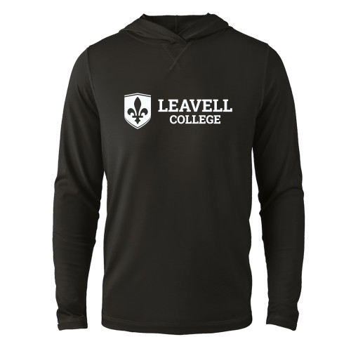  Black Long Sleeve Hooded Tee - Leavell College Primary Mark Flat