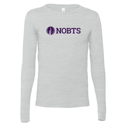  Bella + Canvas Ash Grey Jersey Cotton Long Sleeve T Shirt - NOBTS Wordmark