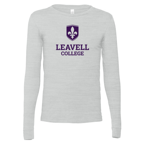  Bella + Canvas Ash Grey Jersey Cotton Long Sleeve T Shirt - Leavell College Primary Mark Stacked