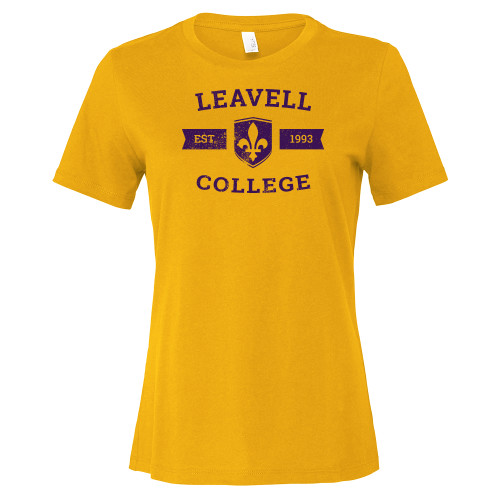  Bella + Canvas Womens Gold Relaxed Cotton T Shirt - Leavell College Distressed