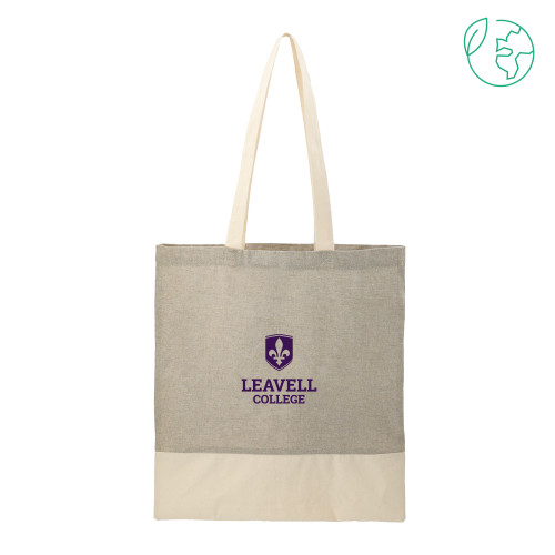  Split Recycled Grey Cotton Twill Convention Tote - Leavell College Primary Mark Stacked