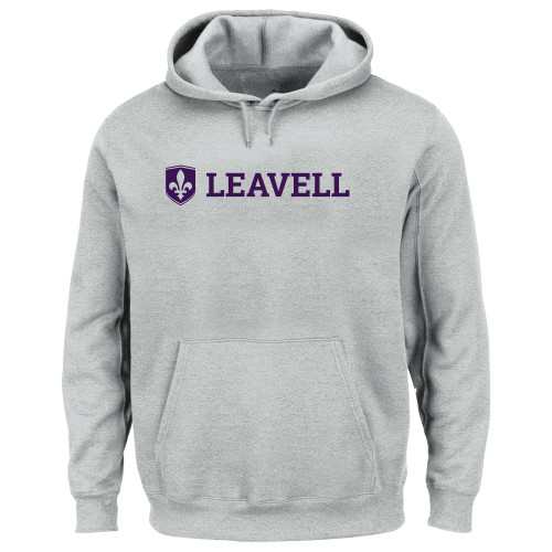  Extended Heather Grey Hoodie - Leavell Wordmark with Shield