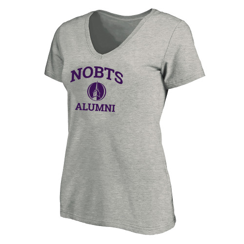  Womens Plus Heather Grey V Neck T Shirt - NOBTS Alumni