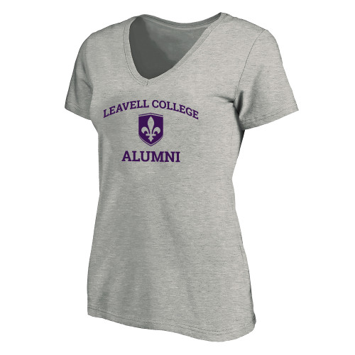 Womens Plus Heather Grey V Neck T Shirt - Leavell College Alumni
