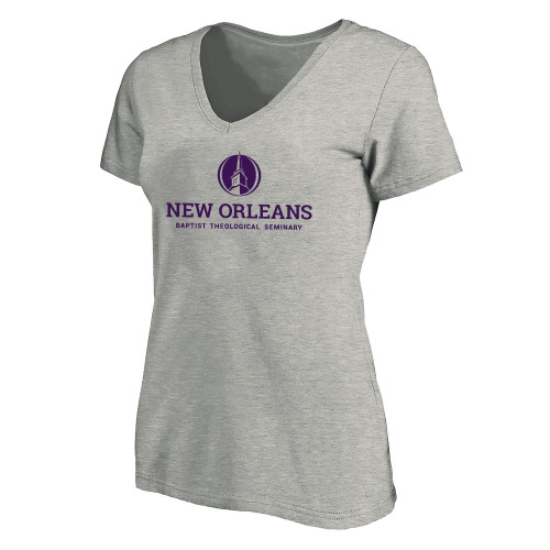  Womens Plus Heather Grey V Neck T Shirt - NOBTS Primary Mark Stacked