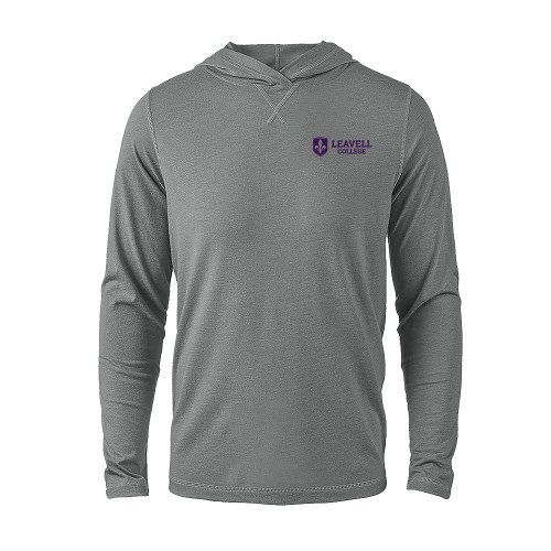  Grey Heather Long Sleeve Hooded Tee - Leavell College Primary Mark Flat