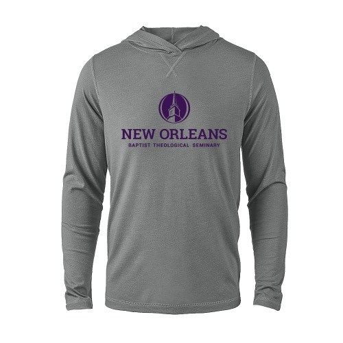  Grey Heather Long Sleeve Hooded Tee - NOBTS Primary Mark Stacked