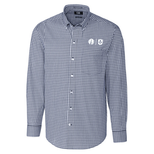  Cutter & Buck Navy Gingham Long Sleeve Button Down - Steeple & Shield