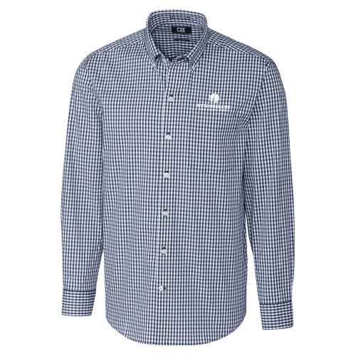  Cutter & Buck Navy Gingham Long Sleeve Button Down - NOBTS Primary Mark Stacked
