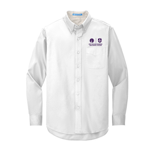  White Twill Button Down Long Sleeve - New Orleans Seminary & Leavell College