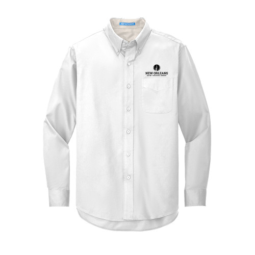  White Twill Button Down Long Sleeve - NOBTS Primary Mark Stacked
