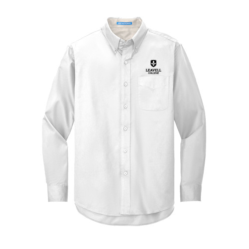  White Twill Button Down Long Sleeve - Leavell College Primary Mark Stacked