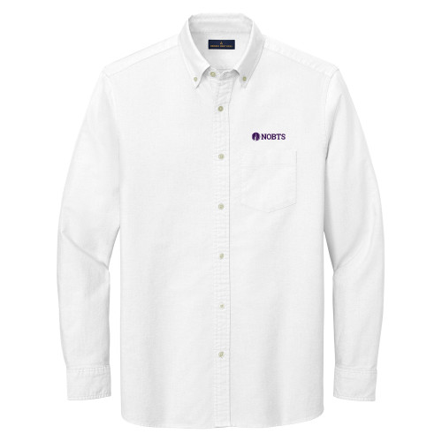  Brooks Brothers Mens White Casual Oxford Cloth Shirt - NOBTS Wordmark