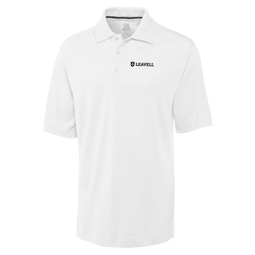  C&B White Advantage TriBlend Pique Polo - Leavell Wordmark with Shield