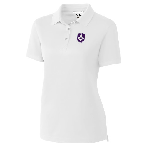  C&B Womens White Advantage Polo - Leavell College Shield