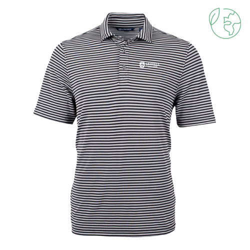 C&B Black Virtue Eco Pique Stripe Polo - Leavell College Primary Mark Flat