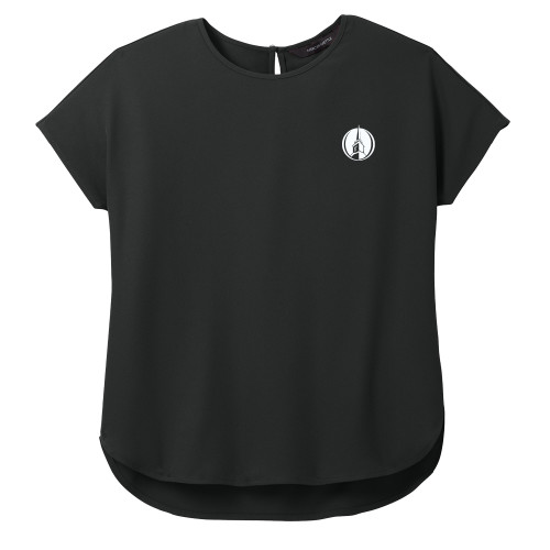  Mercer + Mettle Womens Black Stretch Crepe Crew - NOBTS Steeple Mark