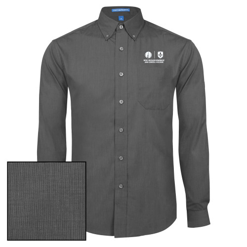  Dark Charcoal Poplin Crosshatch Long Sleeve Button Down - New Orleans Seminary & Leavell College