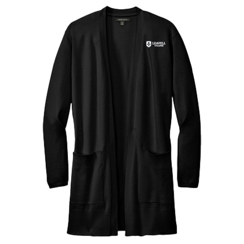  Mercer + Mettle Womens Black Open Front Cardigan Sweater - Leavell College Primary Mark Flat
