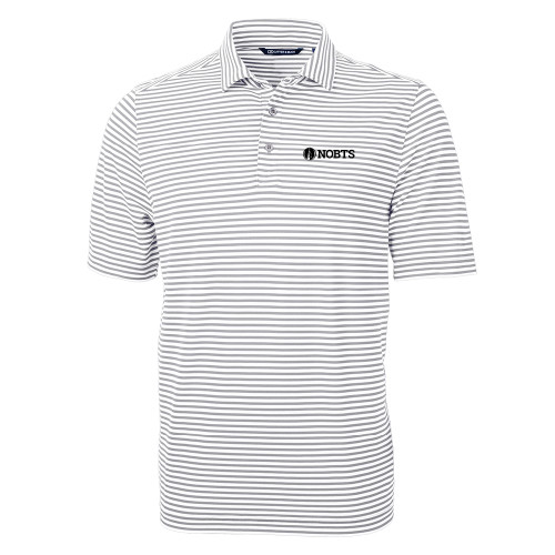  C&B Grey Virtue Eco Pique Stripe Polo - NOBTS Wordmark