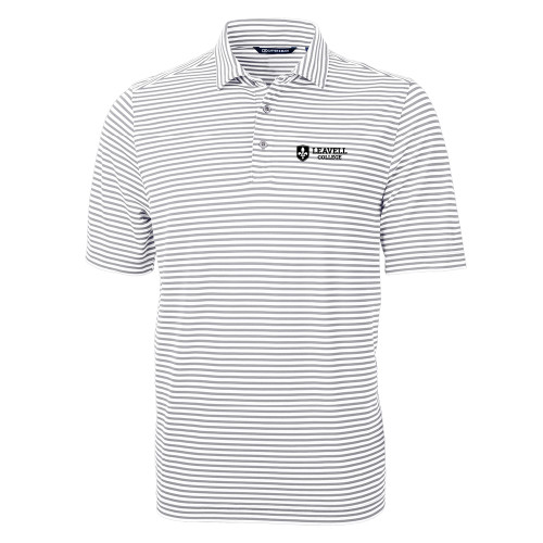  C&B Grey Virtue Eco Pique Stripe Polo - Leavell College Primary Mark Flat