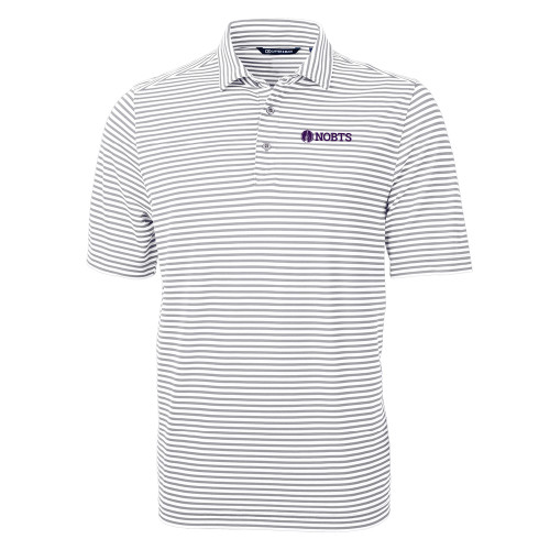  C&B Grey Virtue Eco Pique Stripe Polo - NOBTS Wordmark