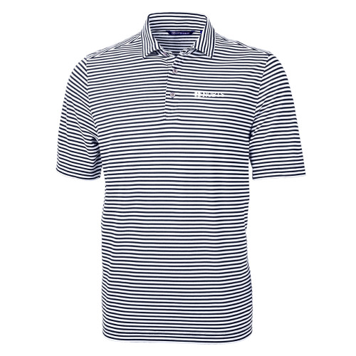  C&B Navy Virtue Eco Pique Stripe Polo - NOBTS Wordmark