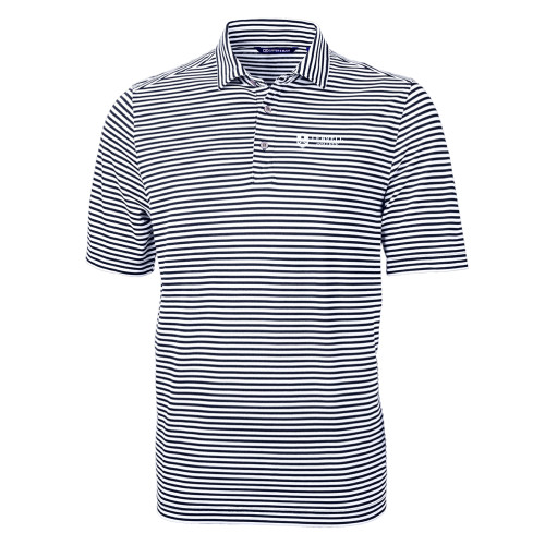 C&B Navy Virtue Eco Pique Stripe Polo - Leavell College Primary Mark Flat