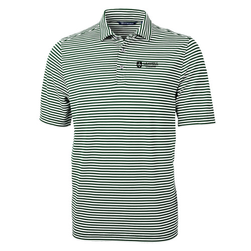  C&B Hunter Green Virtue Eco Pique Stripe Polo - Leavell College Primary Mark Flat