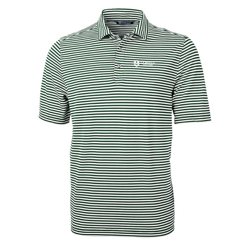  C&B Hunter Green Virtue Eco Pique Stripe Polo - Leavell College Primary Mark Flat