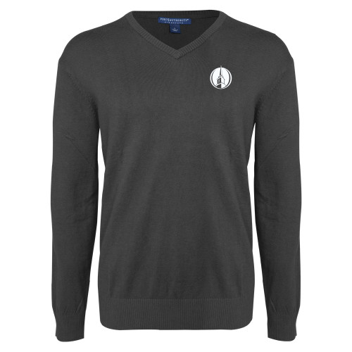  Charcoal Heather VNeck Sweater - NOBTS Steeple Mark