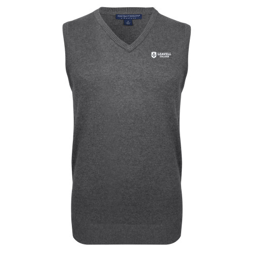  Charcoal VNeck Sweater Vest - Leavell College Primary Mark Flat