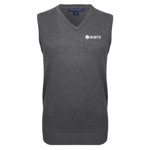  Charcoal VNeck Sweater Vest - NOBTS Wordmark