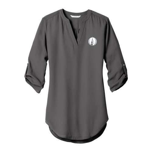  Womens Grey 3/4 Sleeve Tunic Blouse - NOBTS Steeple Mark