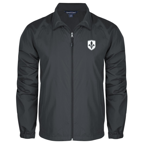  Charcoal Full Zip Wind Jacket - Leavell College Shield