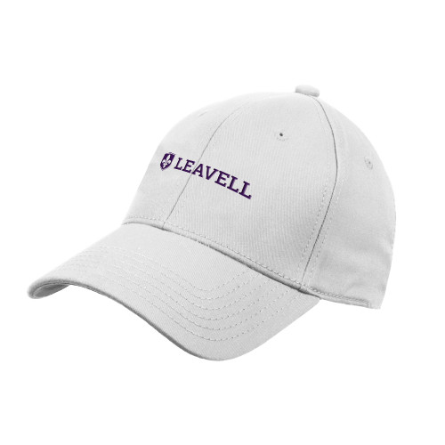  White Structured Adjustable Pro Style Hat - Leavell Wordmark with Shield