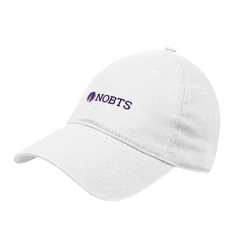  White Unstructured Adjustable Low Profile Hat - NOBTS Wordmark
