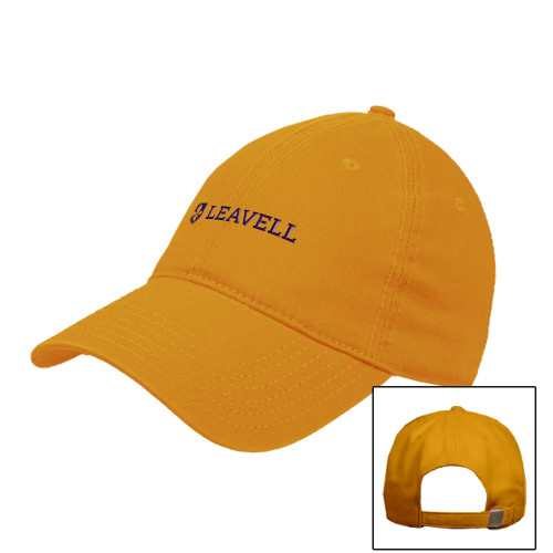  Gold Unstructured Adjustable Low Profile Hat - Leavell Wordmark with Shield