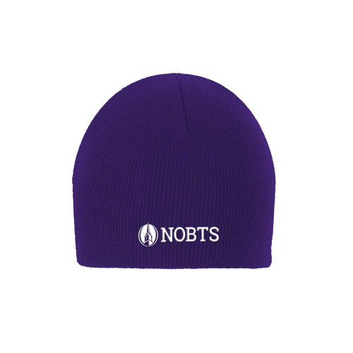  Purple Knit Beanie - NOBTS Wordmark