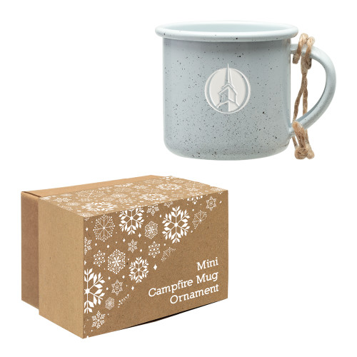  White Mini Campfire Mug Ornament - NOBTS Steeple Mark Engraved