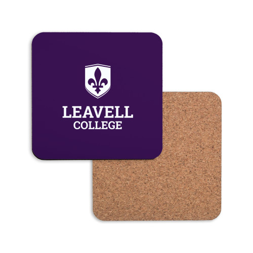  Hardboard Coaster w/Cork Backing - Leavell College Primary Mark Stacked