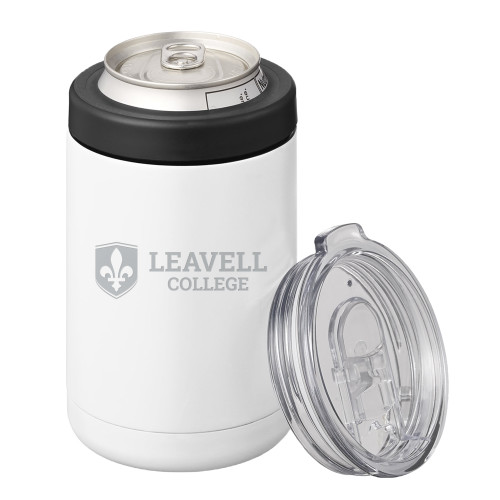  2 in 1 White Can Cooler Tumbler 12oz - Leavell College Primary Mark Flat Engraved