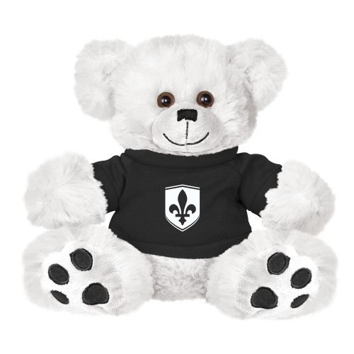  Plush Big Paw 8 1/2 inch White Bear w/Black Shirt - Leavell College Shield