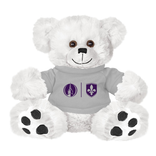  Plush Big Paw 8 1/2 inch White Bear w/Grey Shirt - Steeple & Shield