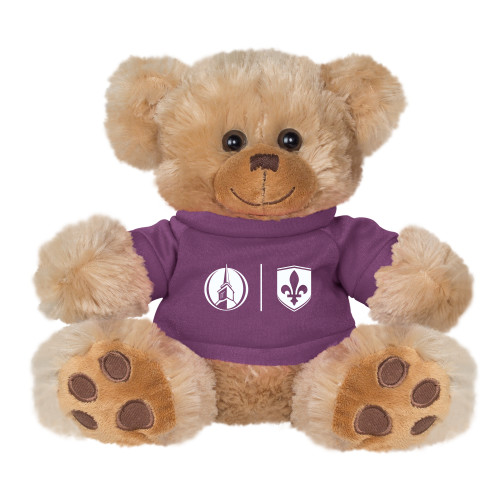  Plush Big Paw 8 1/2 inch Brown Bear w/Purple Shirt - Steeple & Shield