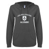 Thumbnail image for  ENZA Womens Dark Heather V Notch Raw Edge Fleece Hoodie