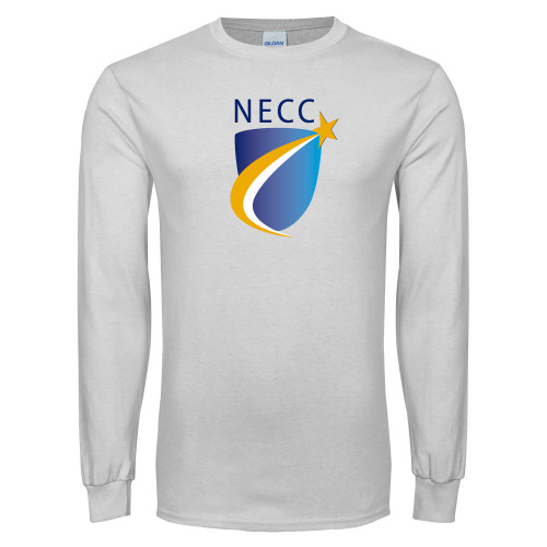  White Long Sleeve T Shirt - NECC Shield